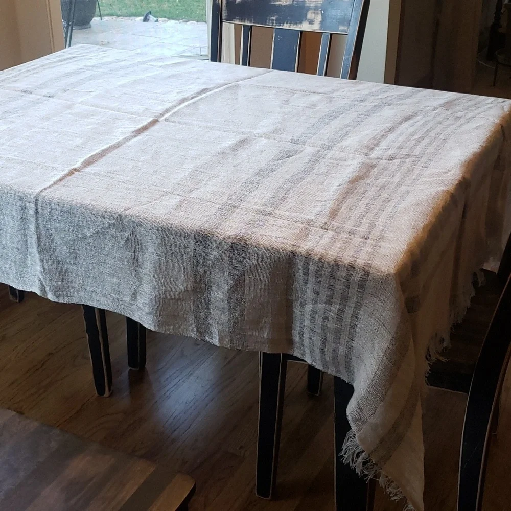 Arhaus NWOT Linen Striped Table Cloth Runner